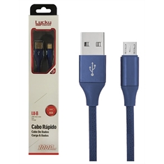 Cabo de dados Micro USB V8 (Nylon Azul) 1m - LU-8